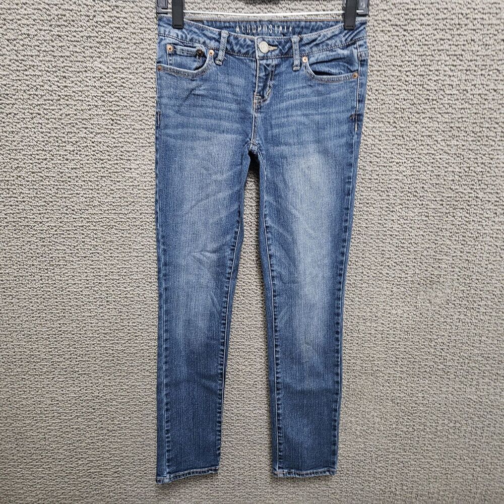 AEROPOSTALE Women's Skinny Jeans Medium Wash Stretch Denim Size 0 Short